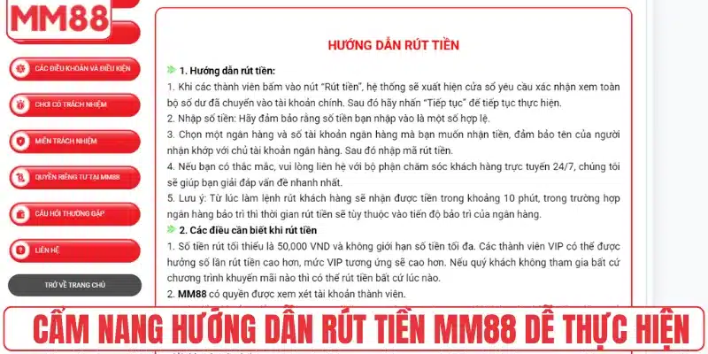 Rút Tiền 3 Cẩm nang hướng dẫn rút tiền MM88 dễ thực hiện